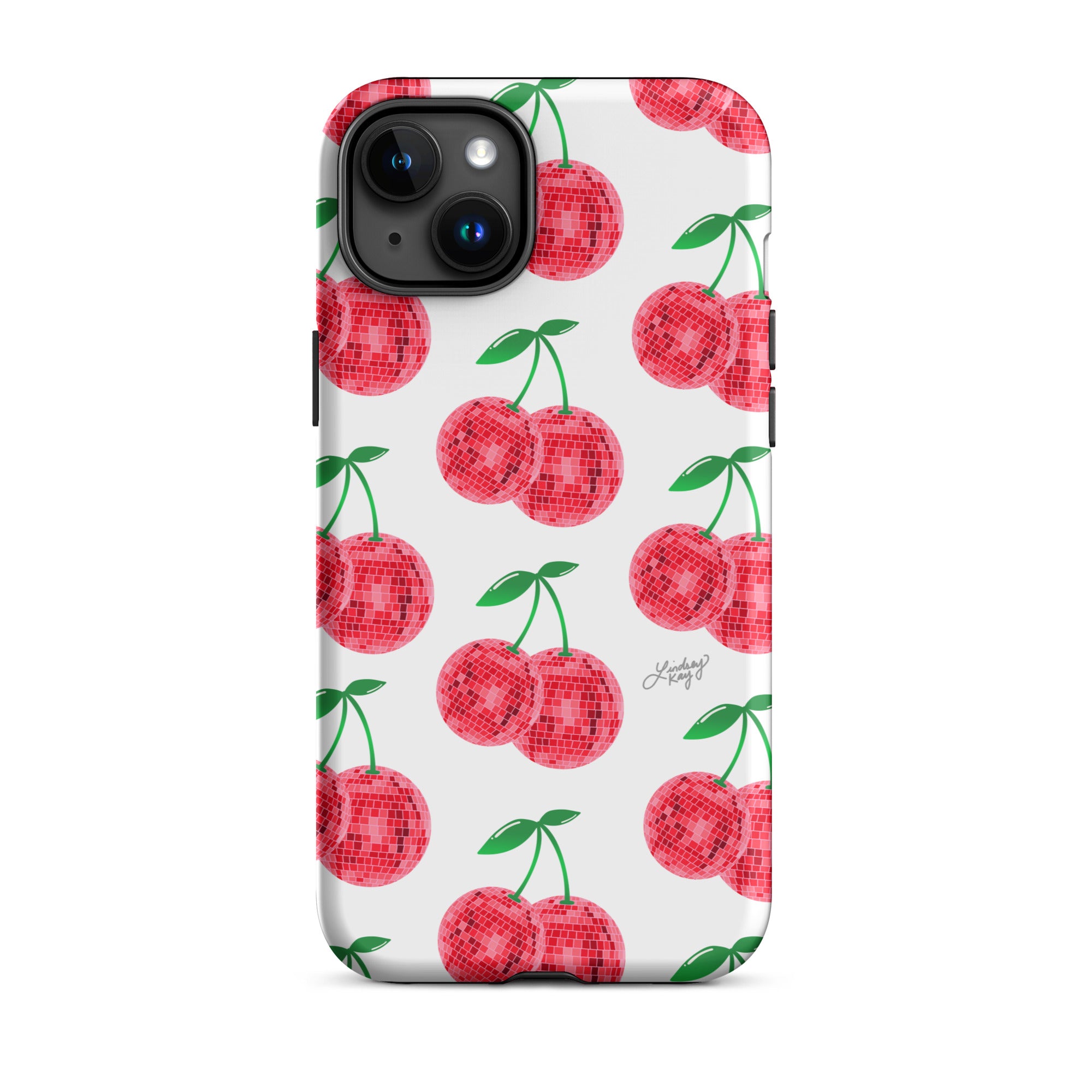 Patrón de cerezas disco rojas - Funda resistente para iPhone®